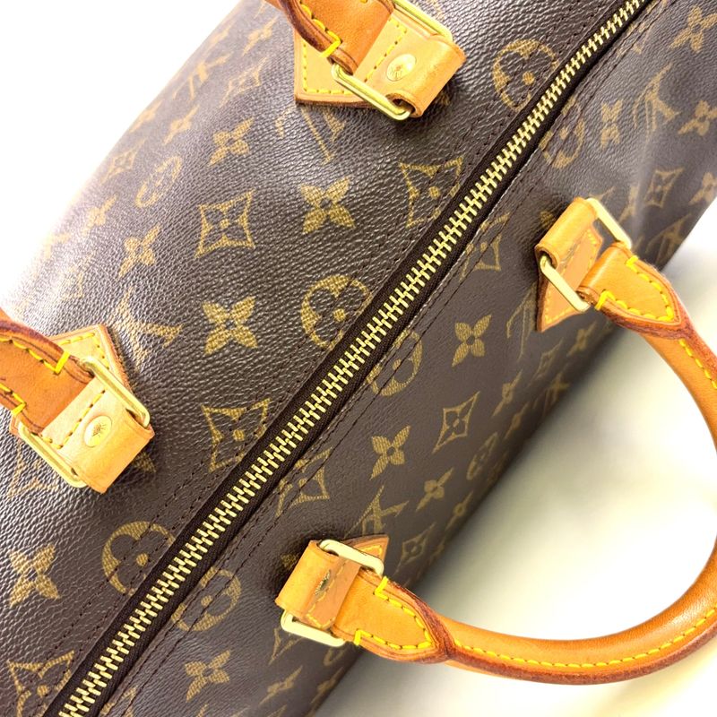 Louis Vuitton Speedy 35 Monogram Leather X PVC Brown Handbag Gold M41524
