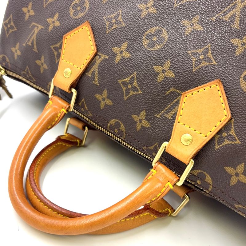 Louis Vuitton Speedy 35 Monogram Leather X PVC Brown Handbag Gold M41524