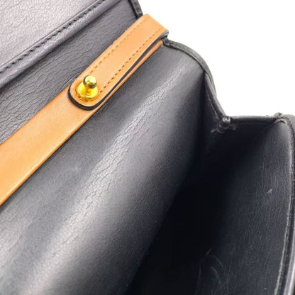 Christian Dior Gold Logo Hardware Leather Black And Light Brown Handbag Gold