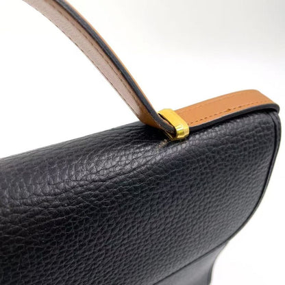 Christian Dior Gold Logo Hardware Leather Black And Light Brown Handbag Gold