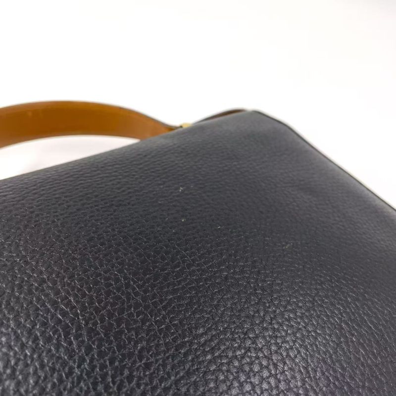 Christian Dior Gold Logo Hardware Leather Black And Light Brown Handbag Gold