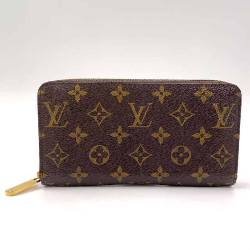 Louis Vuitton Zippy Wallet Monogram PVC Brown Round Zipper Long Wallet Gold
