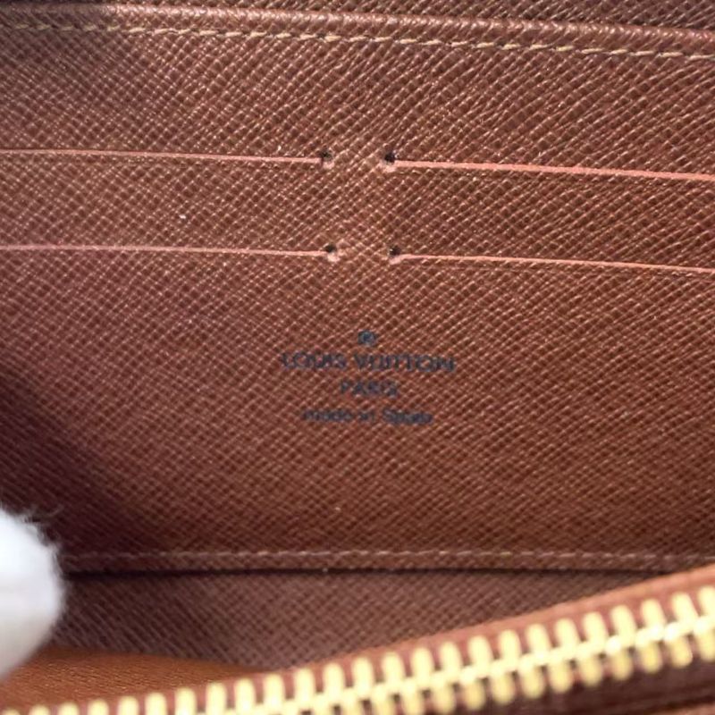 Louis Vuitton Zippy Wallet Monogram PVC Brown Round Zipper Long Wallet Gold