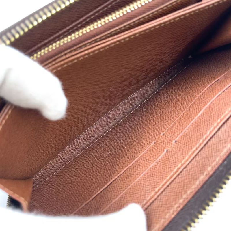 Louis Vuitton Zippy Wallet Monogram PVC Brown Round Zipper Long Wallet Gold