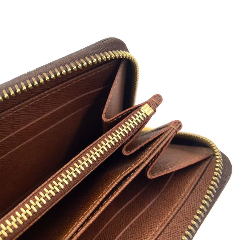 Louis Vuitton Zippy Wallet Monogram PVC Brown Round Zipper Long Wallet Gold