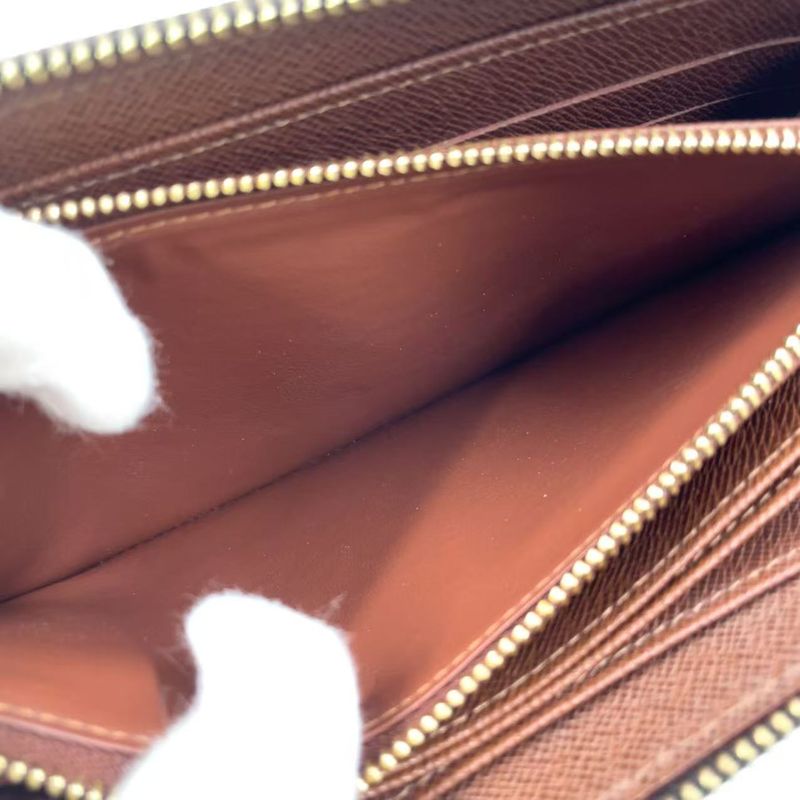 Louis Vuitton Zippy Wallet Monogram PVC Brown Round Zipper Long Wallet Gold