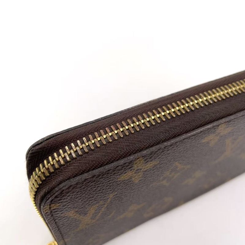 Louis Vuitton Zippy Wallet Monogram PVC Brown Round Zipper Long Wallet Gold