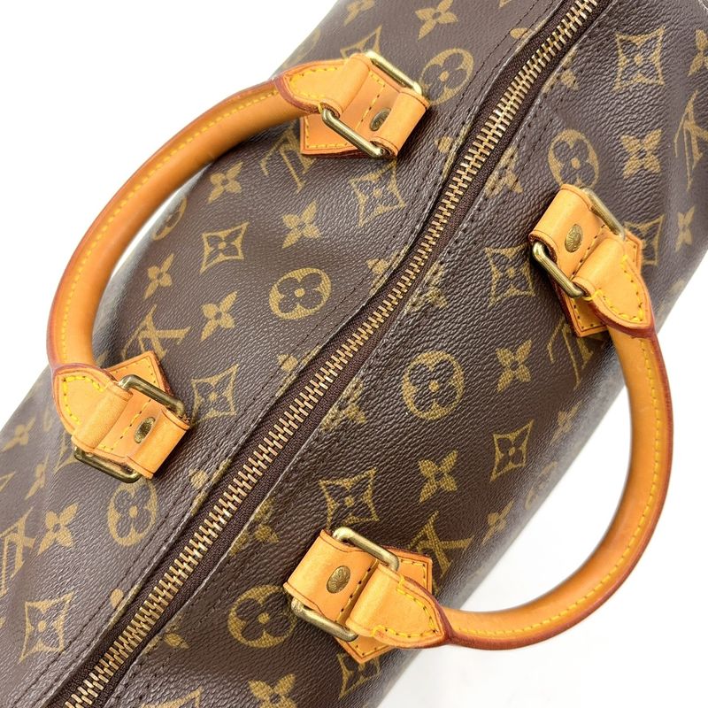 Louis Vuitton Speedy 30 Monogram Leather X PVC Brown Handbag Gold M41526