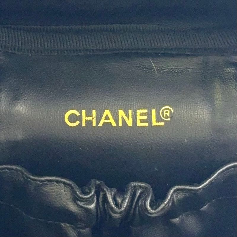 Chanel Bicolore Vanity Serial No 3 Leather Black Handbag Gold