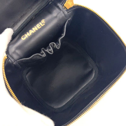 Chanel Bicolore Vanity Serial No 3 Leather Black Handbag Gold