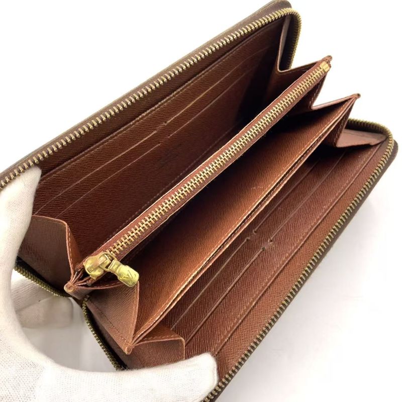 Louis Vuitton Zippy Wallet Monogram PVC Brown Round Zipper Long Wallet Gold