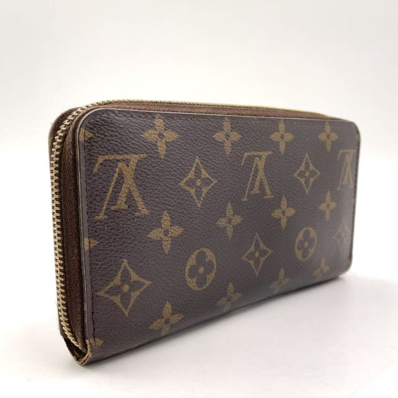 Louis Vuitton Zippy Wallet Monogram PVC Brown Round Zipper Long Wallet Gold