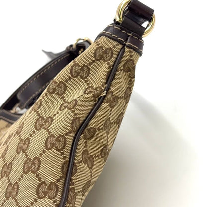 Gucci GG Canvas Lovely Heart Leather X Canvas Dark Brown X Beige Shoulder Bag