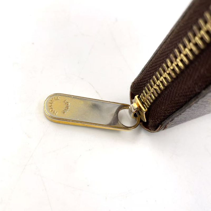 Louis Vuitton Zippy Wallet Monogram PVC Brown Round Zipper Long Wallet Gold