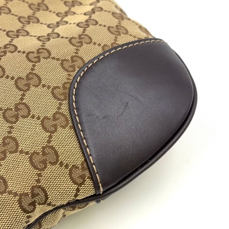 Gucci GG Canvas Lovely Heart Leather X Canvas Dark Brown X Beige Shoulder Bag