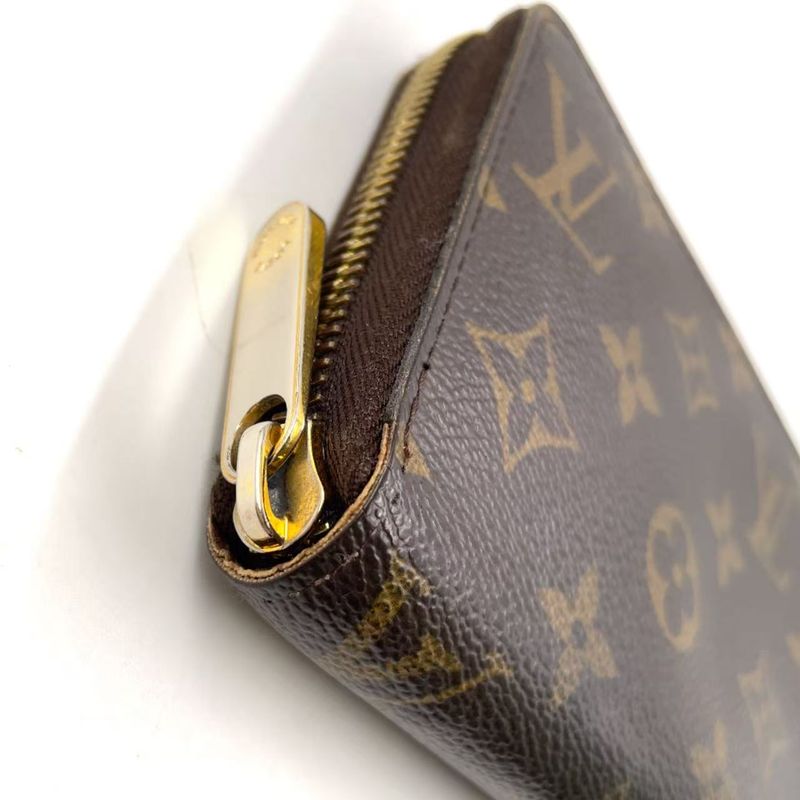 Louis Vuitton Zippy Wallet Monogram PVC Brown Round Zipper Long Wallet Gold
