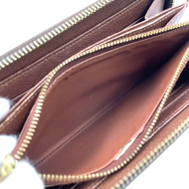 Louis Vuitton Zippy Wallet Monogram PVC Brown Round Zipper Long Wallet Gold