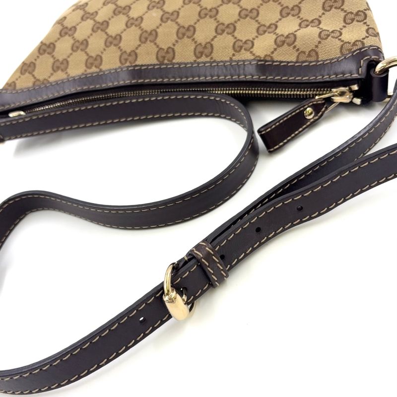 Gucci GG Canvas Lovely Heart Leather X Canvas Dark Brown X Beige Shoulder Bag