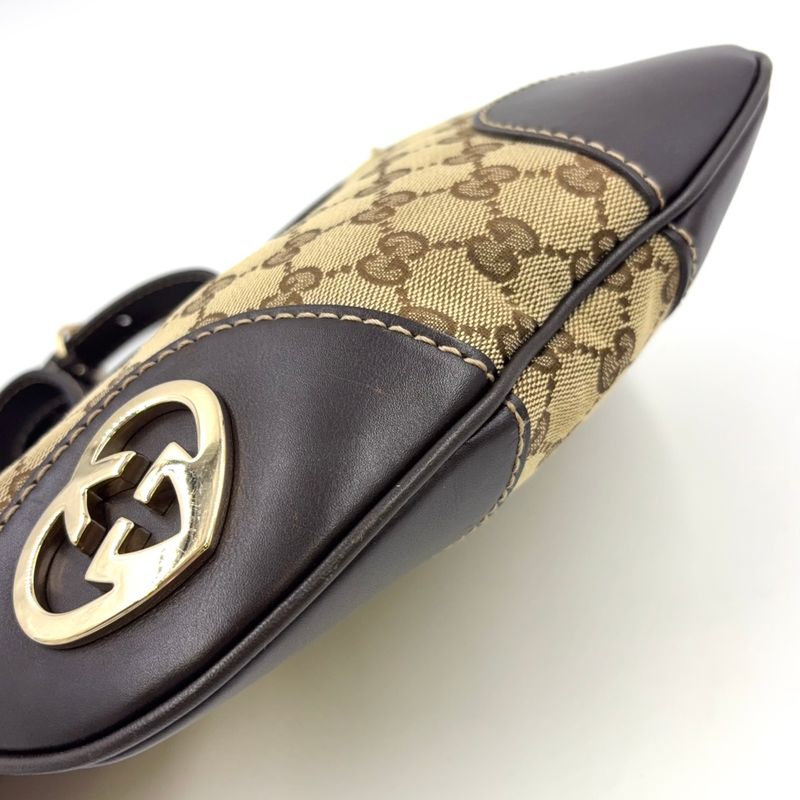 Gucci GG Canvas Lovely Heart Leather X Canvas Dark Brown X Beige Shoulder Bag