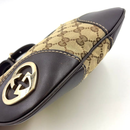 Gucci GG Canvas Lovely Heart Leather X Canvas Dark Brown X Beige Shoulder Bag