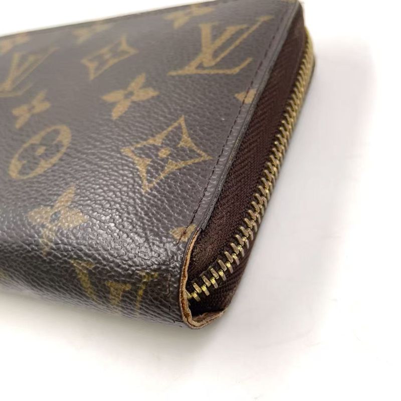 Louis Vuitton Zippy Wallet Monogram PVC Brown Round Zipper Long Wallet Gold