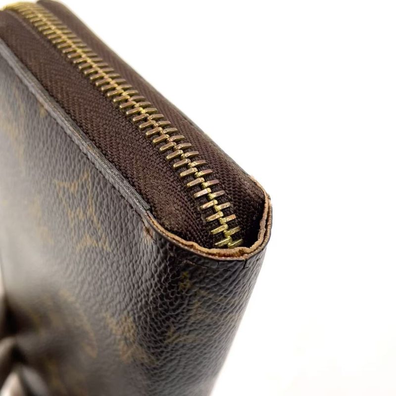 Louis Vuitton Zippy Wallet Monogram PVC Brown Round Zipper Long Wallet Gold