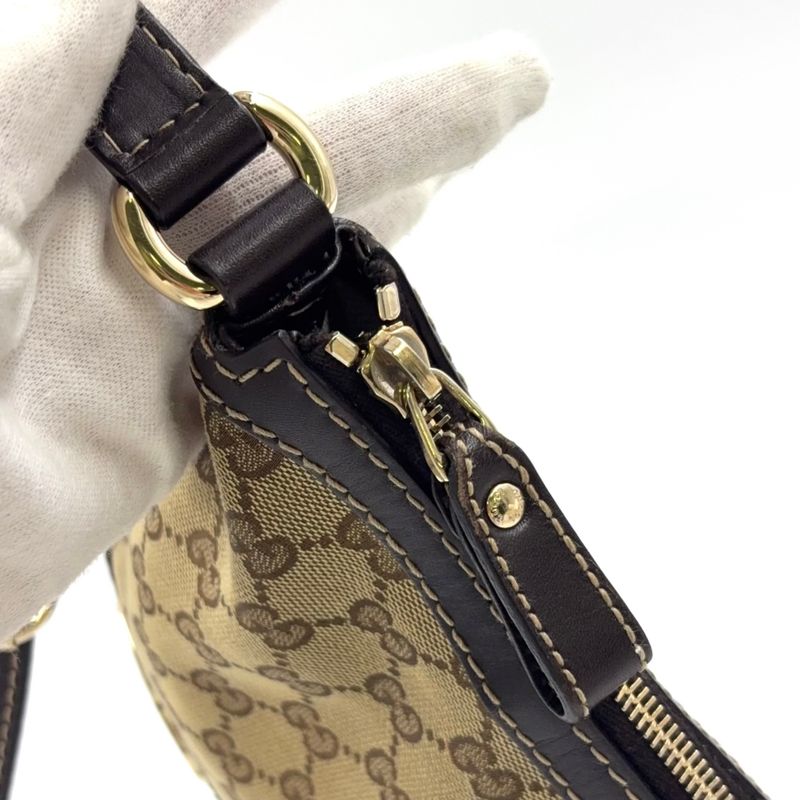 Gucci GG Canvas Lovely Heart Leather X Canvas Dark Brown X Beige Shoulder Bag