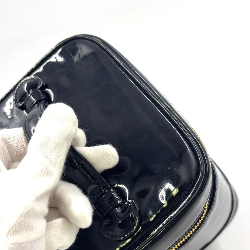 Chanel Coco Mark Enamel Vanity Serial No 4 Enamel Leather Black Handbag Gold