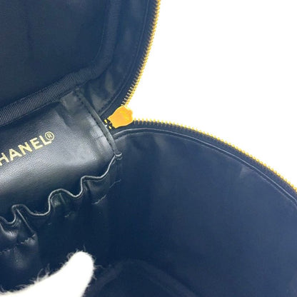 Chanel Coco Mark Enamel Vanity Serial No 4 Enamel Leather Black Handbag Gold