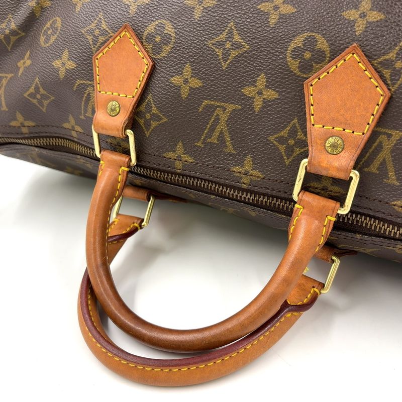 Louis Vuitton Speedy 40 Monogram Leather X PVC Brown Handbag Gold M41522