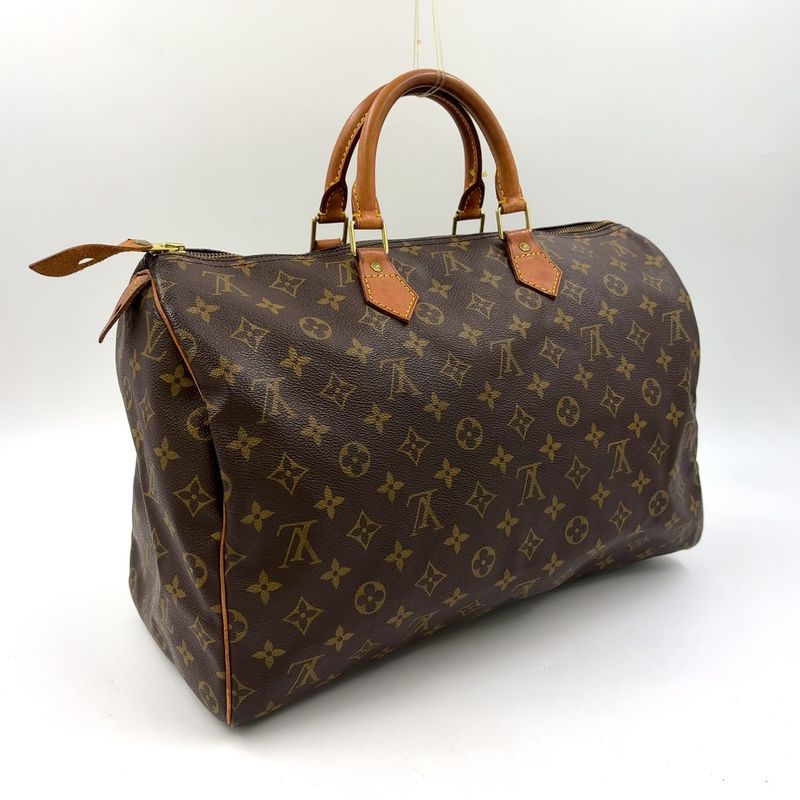 Louis Vuitton Speedy 40 Monogram Leather X PVC Brown Handbag Gold M41522
