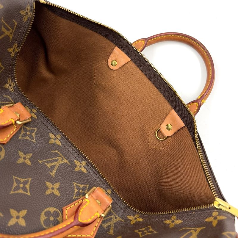 Louis Vuitton Speedy 40 Monogram Leather X PVC Brown Handbag Gold M41522