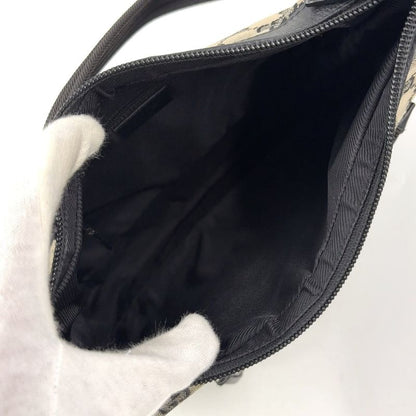 Gucci GG Canvas One Shoulder Leather X Canvas Black X Beige Handbag Gold