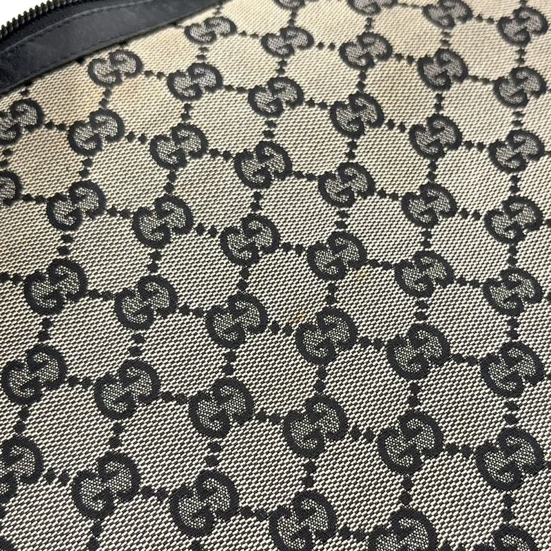 Gucci GG Canvas One Shoulder Leather X Canvas Black X Beige Handbag Gold