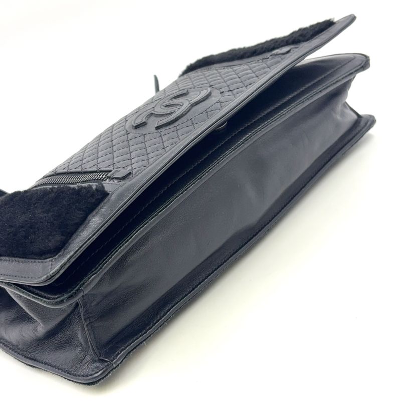 Chanel Coco Mark Chain Serial No 17 Lambskin Black Shoulder Bag Black