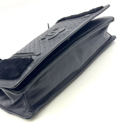 Chanel Coco Mark Chain Serial No 17 Lambskin Black Shoulder Bag Black