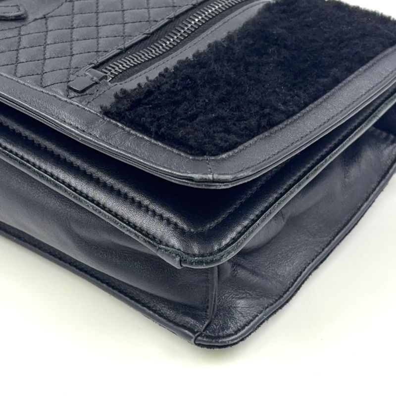 Chanel Coco Mark Chain Serial No 17 Lambskin Black Shoulder Bag Black