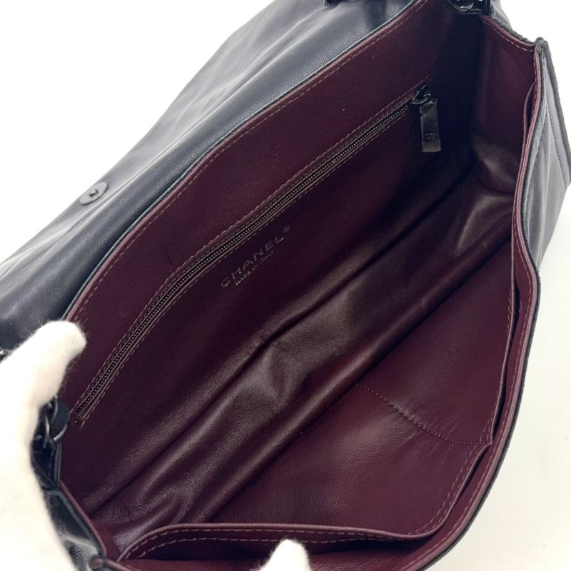 Chanel Coco Mark Chain Serial No 17 Lambskin Black Shoulder Bag Black