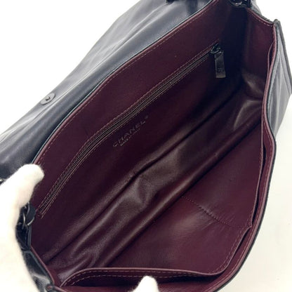 Chanel Coco Mark Chain Serial No 17 Lambskin Black Shoulder Bag Black