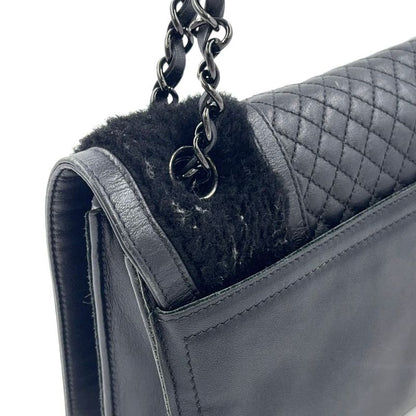 Chanel Coco Mark Chain Serial No 17 Lambskin Black Shoulder Bag Black