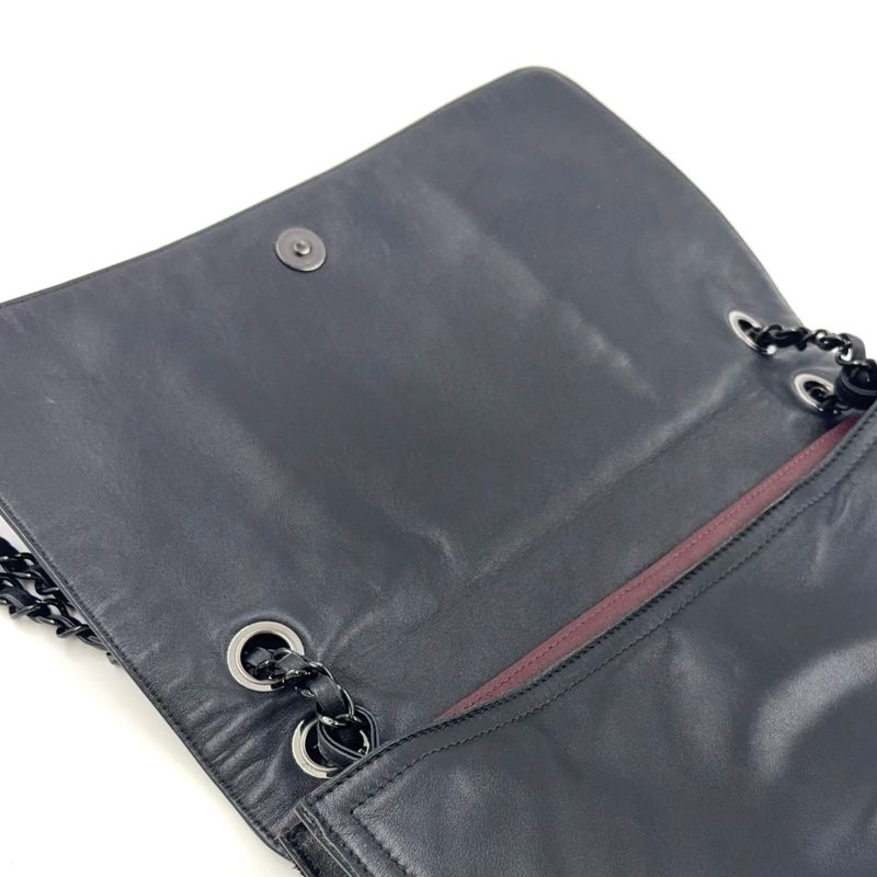 Chanel Coco Mark Chain Serial No 17 Lambskin Black Shoulder Bag Black