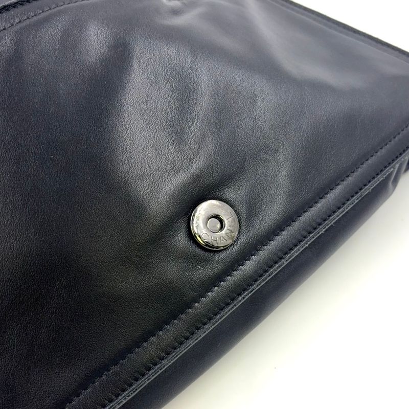 Chanel Coco Mark Chain Serial No 17 Lambskin Black Shoulder Bag Black