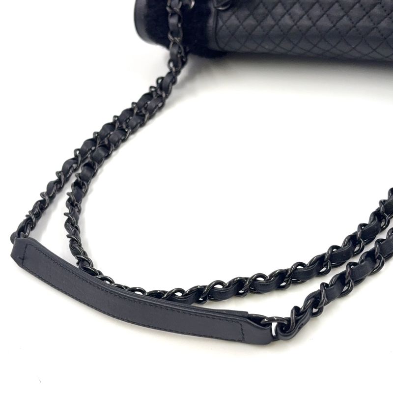 Chanel Coco Mark Chain Serial No 17 Lambskin Black Shoulder Bag Black