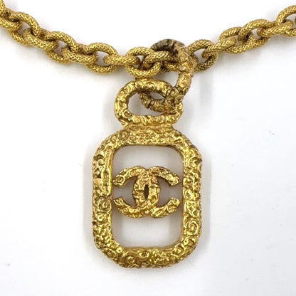 Chanel Coco Mark Clear Plate GP Gold Necklace