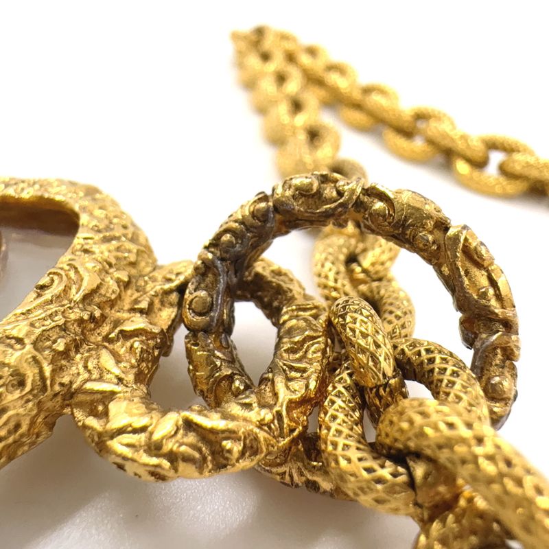 Chanel Coco Mark Clear Plate GP Gold Necklace