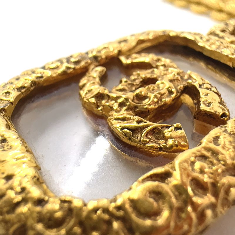 Chanel Coco Mark Clear Plate GP Gold Necklace