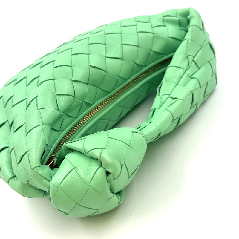 Bottega Veneta Intrecciato Leather Green Handbag Gold