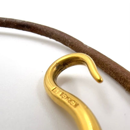 Hermes Jumbo Choker Double Wrapped Leather X GP Gold X Brown Bracelet