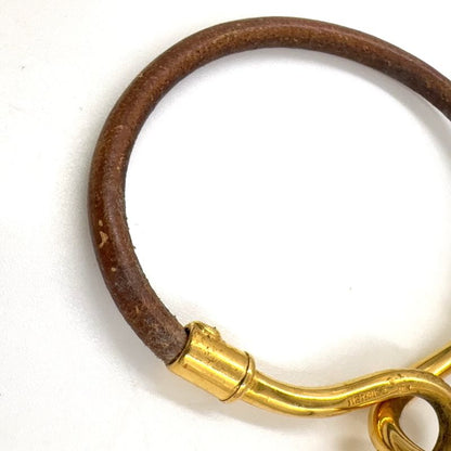 Hermes Jumbo Choker Double Wrapped Leather X GP Gold X Brown Bracelet