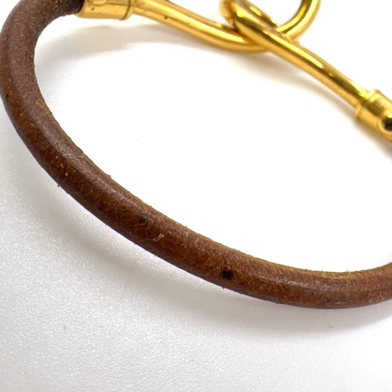 Hermes Jumbo Choker Double Wrapped Leather X GP Gold X Brown Bracelet